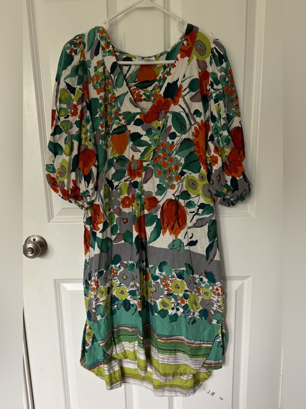 Cottagecore Cynthia Rowley Floral Puff-Sleeve Linen Blend Midi Dress